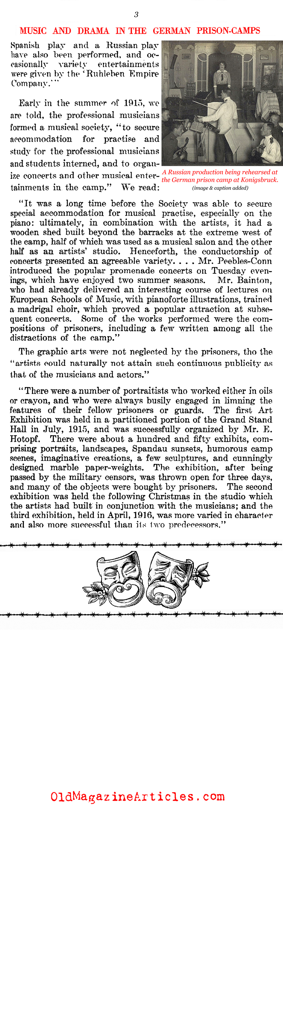 High Culture in World War One Prison Camps (Literary Digest, 1917)